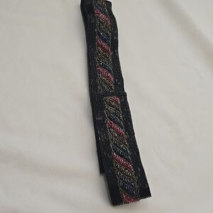 Crown Pacific Beaded Vintage‎ Black Belt with Multicolor Accents S